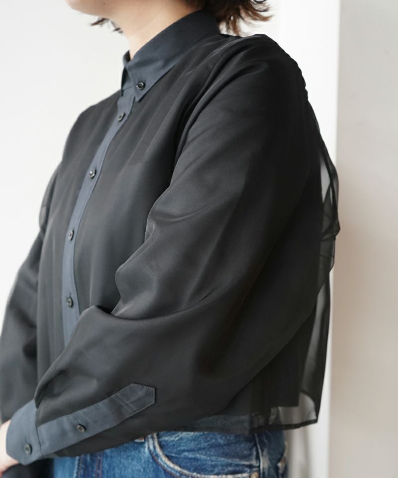 HYKE＞LAYERED OXFORD SHEER SHIRT | MAKES ONLINE STORE