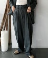 HERRINGBONE BELTED WIDE 2TUCK PANTS