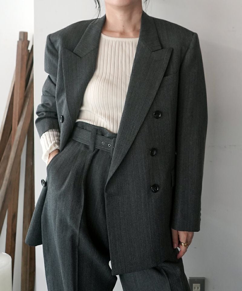 FUMIKA＿UCHIDA＞HERRINGBONE PEAKED LAPEL DOUBLE JKT | MAKES ONLINE
