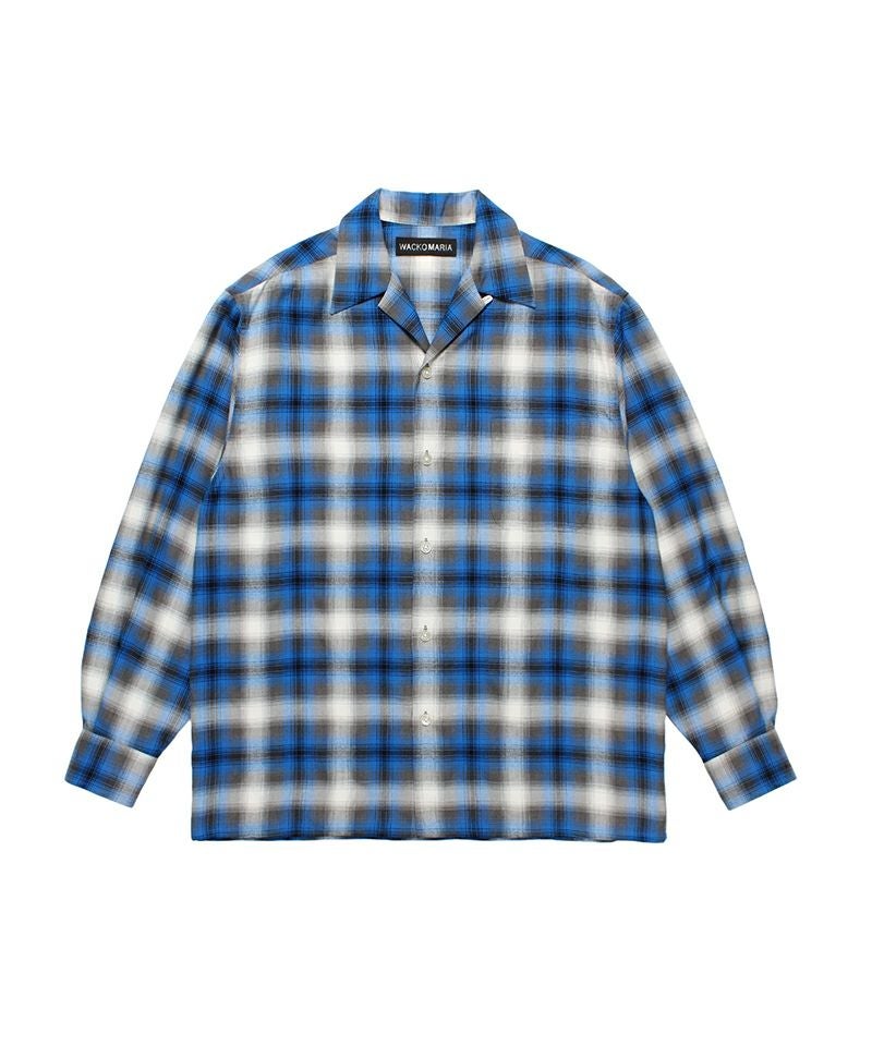 【XL】ワコマリア OMBRE CHECK OPEN COLLAR SHIRT WACKO MARIA＞OMBRE CHECK OPEN COLLAR SHIRT L/S(TYPE-1) | MAKES