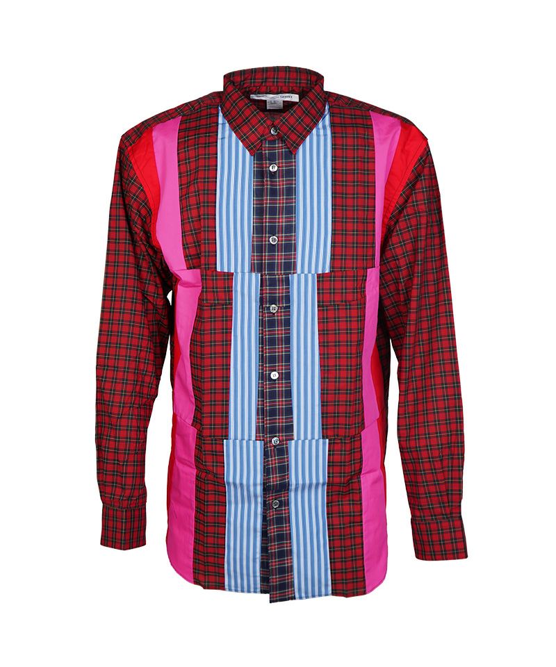 ＜COMMEdesGARCONS SHIRT＞yarn dyed cotton check poplin x cotton poplin plain SHIRT (FP-B029-051)