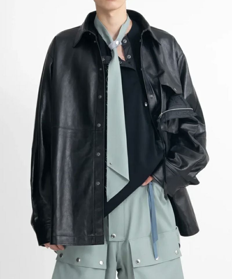 25SS Tamme LEATHER OFFICER SHIRT 2 新品 Tamme＞LEATHER PCS SHIRT | MAKES ONLINE STORE