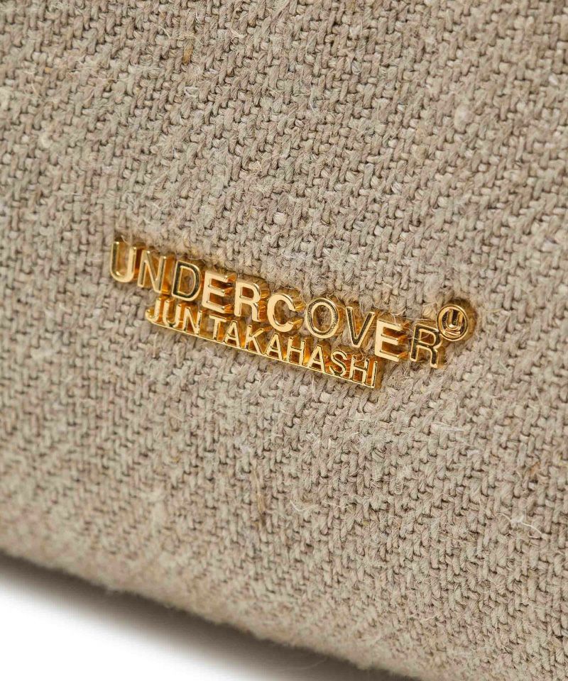 UNDERCOVER＞レザー/リネンコンビフラップハンドバッグ THIRD EYE