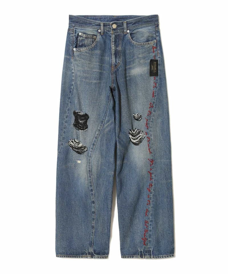 UNDERCOVER＞レタリングビーズ 刺繍加工ワイドデニム | MAKES ONLINE STORE
