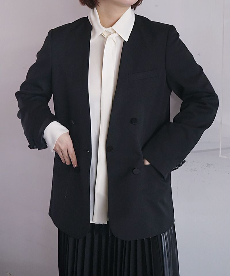 CINOH＞BLACK FORMAL NO COLLAR JACKET | MAKES ONLINE STORE