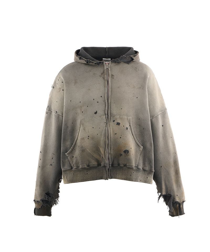 トップス SAINT MICHAEL ZIP HOODIE/DOUBLE FACE XL SAINT MICHAEL＞DOUBLE FACE ZIP HOODIE / CHARCOAL | MAKES ONLINE STORE