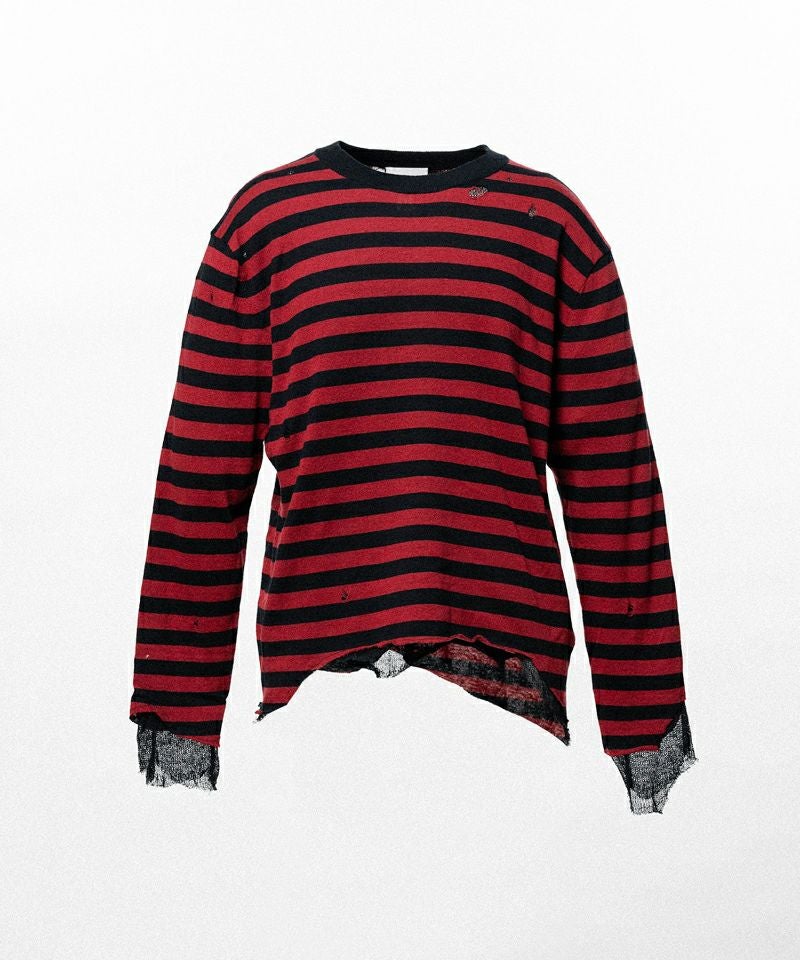＜KAMIYA＞Layered Horizontal Striped Knit