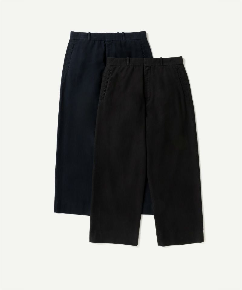 A.PRESSE＞Vintage Cotton Silk Moleskin Wide Tapered Trousers