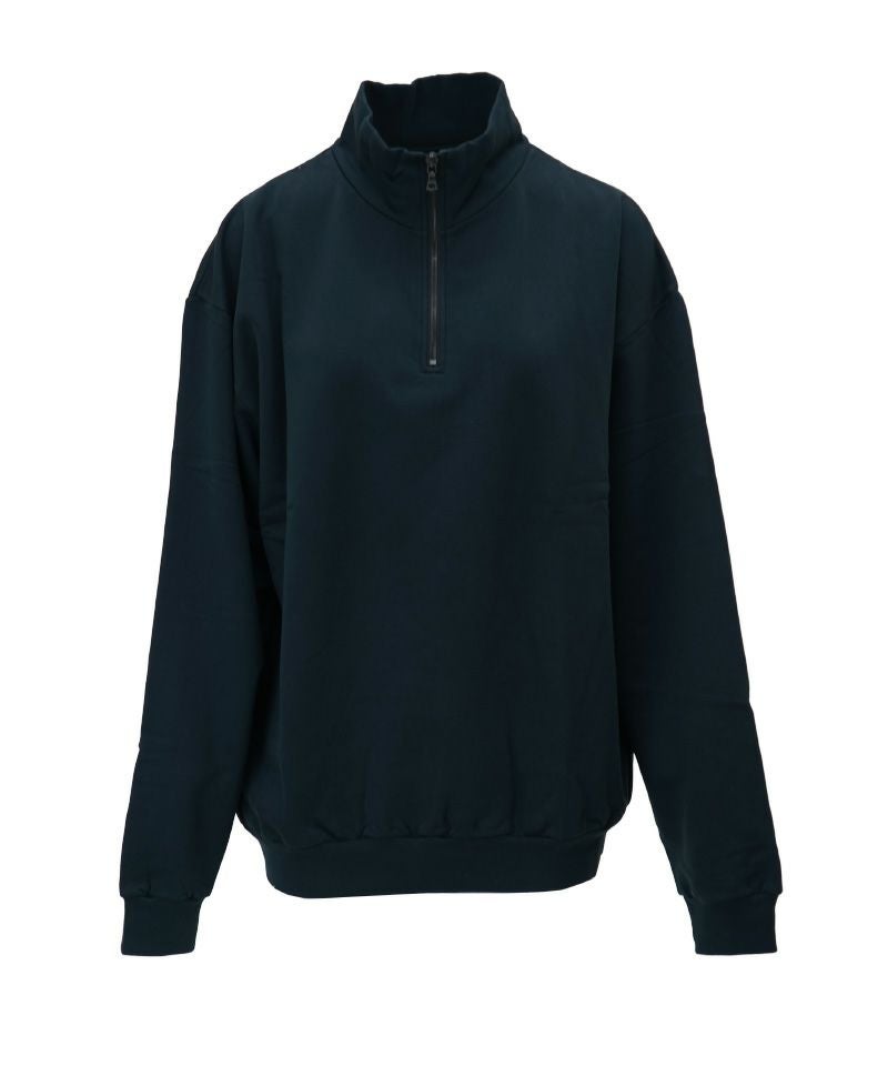 AURALEE＞ELASTIC HIGH GAUGE SWEAT HALF ZIP P/O | MAKES ONLINE STORE