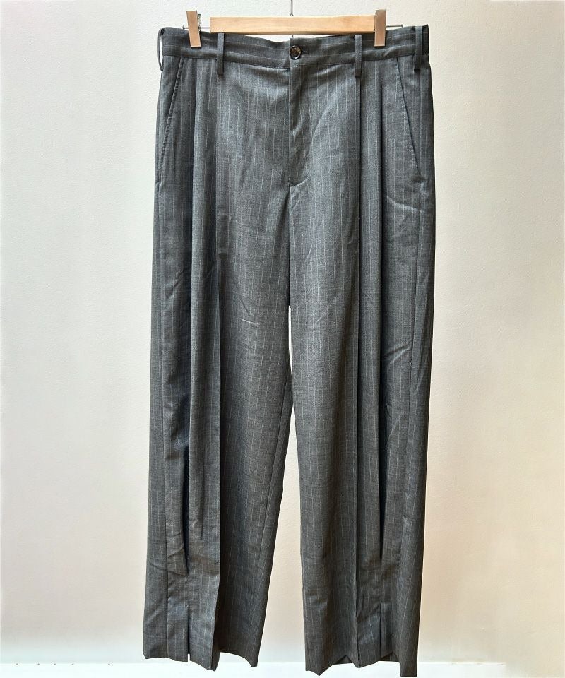 KHOKI＞Pleated Stripe Summer Wool Pants | MAKES ONLINE STORE
