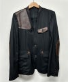 ＜KHOKI＞Leather-Patch No-Collar Jacket