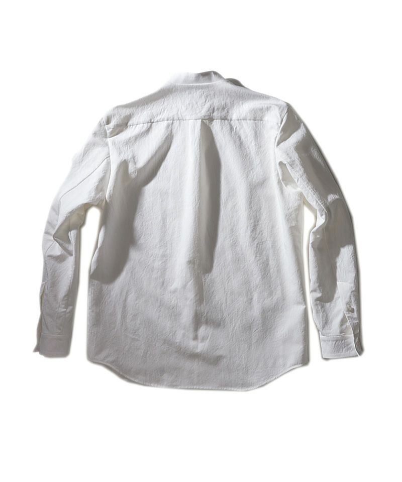 山内 yc41 塩縮加工・コットンリネンシャツ white サイズ3 山内＞塩縮加工コットンリネンシャツ/羽衿付き | MAKES ONLINE STORE