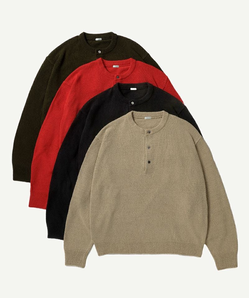 ＜A.PRESSE＞Washed Silk Nep Henry Neck Sweater