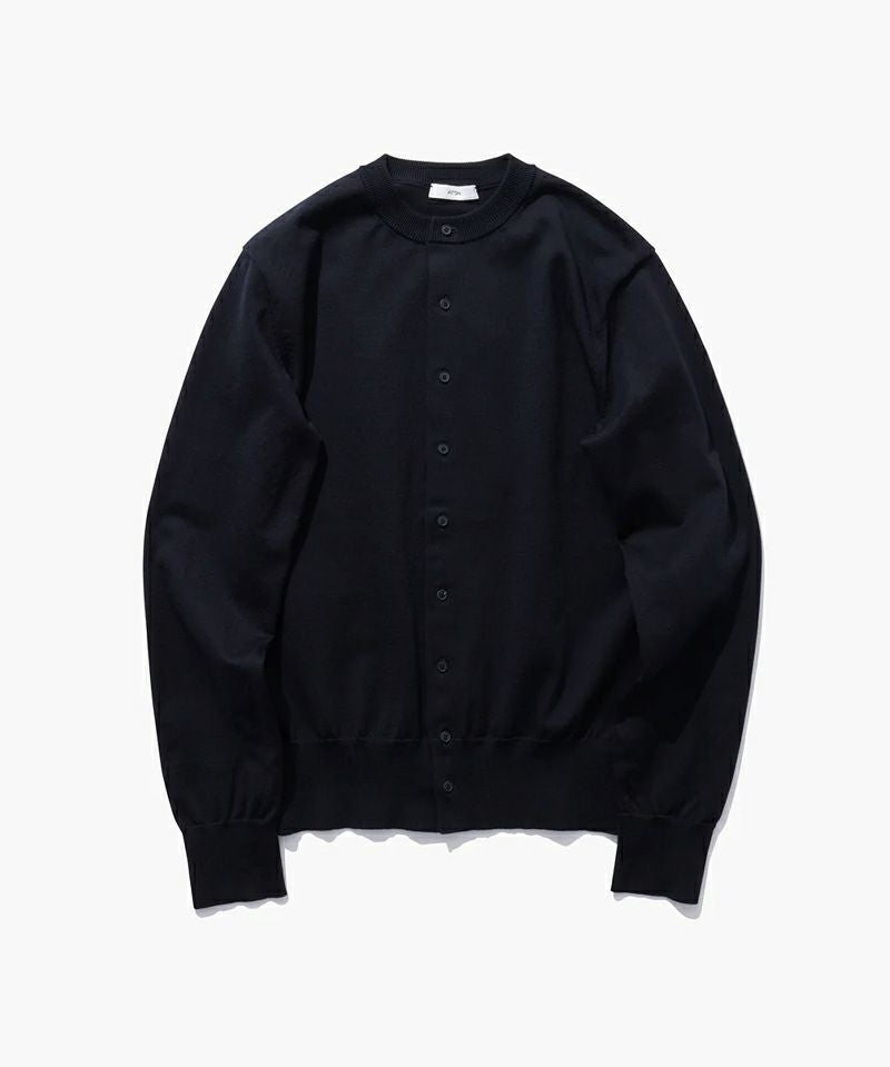 ATON＞FINE COMPACT COTTON CREWNECK CARDIGAN | MAKES ONLINE STORE