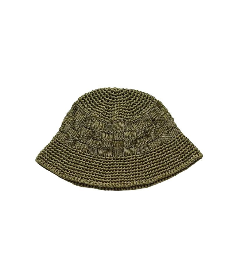 KIJIMA TAKAYUKI＞POLY KNIT BUCKET HAT (CHECKERBOAD) (MKNY261103