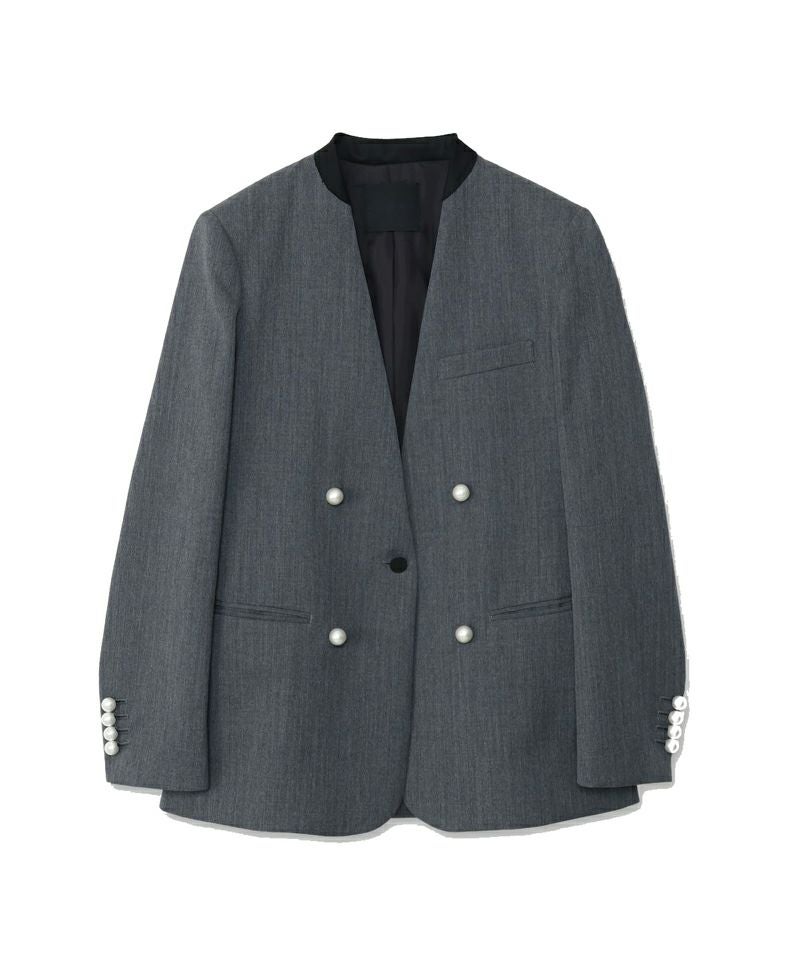 CINOH＞BLACK FORMAL GRAY NO COLLAR JACKET | MAKES ONLINE STORE