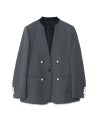 BLACK FORMAL GRAY NO COLLAR JACKET