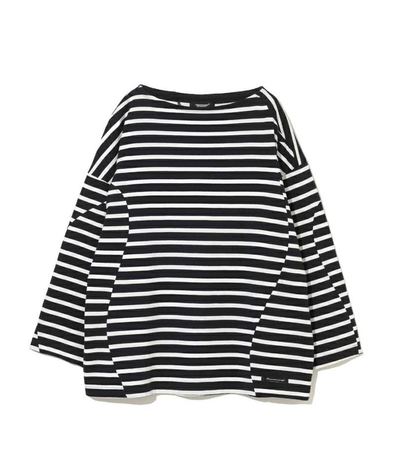 26SS UNDERCOVER ボーダーカットソー　白黒　2 UNDERCOVER＞度詰ボーダーポートネック8分袖CS | MAKES ONLINE STORE