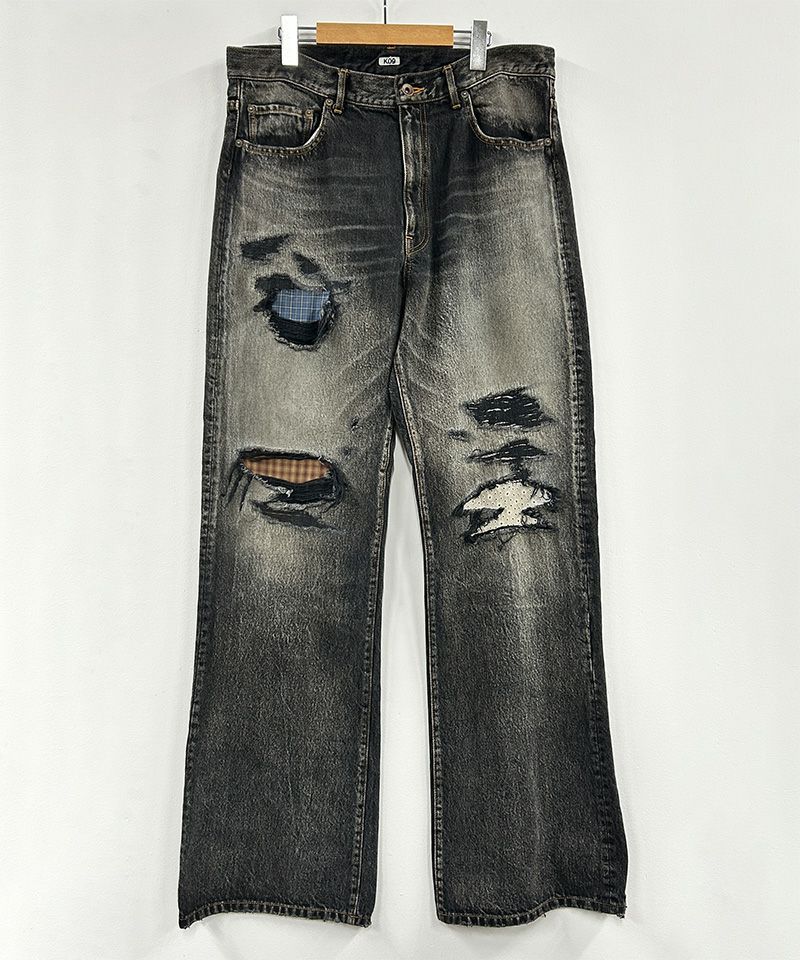 kha ki カーキ デニム 箔プリント テーパード パンツ FOIL PRINT TAPRED DENIM mil25fpt3233 レディース サイズ・カラー交換初回無料 aranciato アランチェート