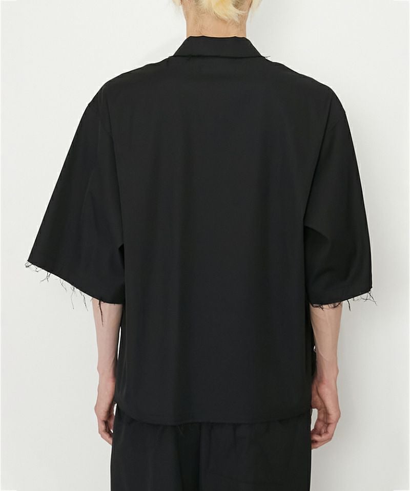 ALMOSTBLACK＞WVN CUT OFF PRITN SHORT SLV SHIRTS | MAKES ONLINE STORE