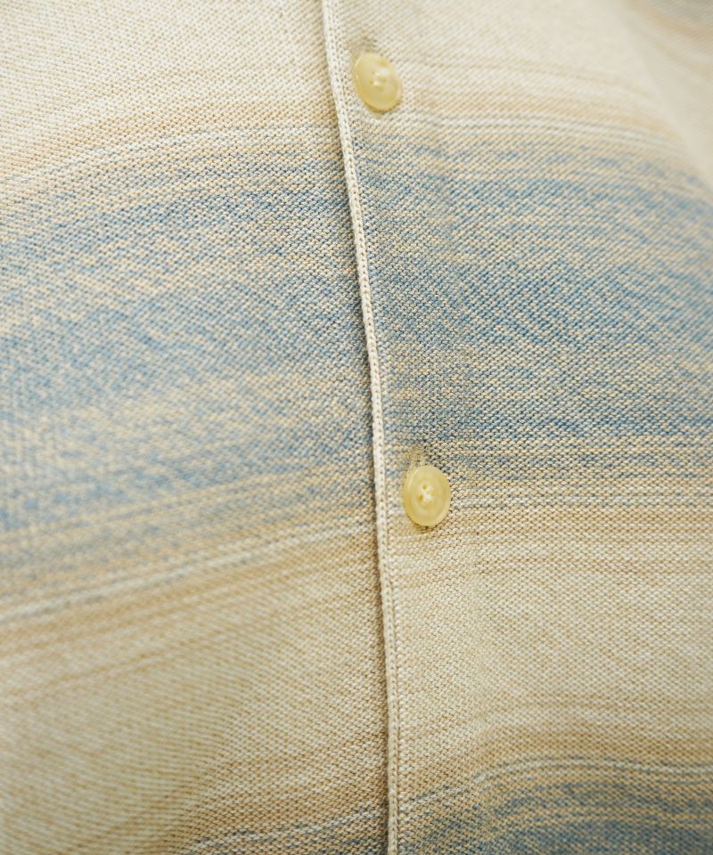 AURALEE＞COTTON SILK GRADIENT STRIPE KNIT SHIRT CARDIGAN | MAKES