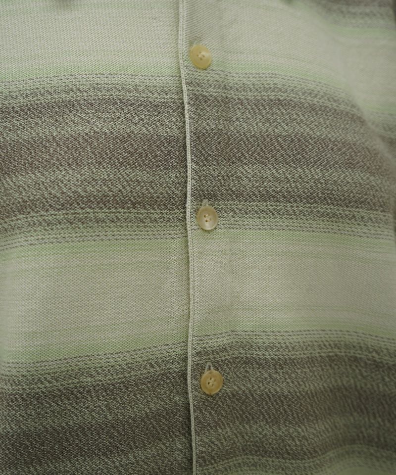AURALEE＞COTTON SILK GRADIENT STRIPE KNIT SHIRT CARDIGAN | MAKES
