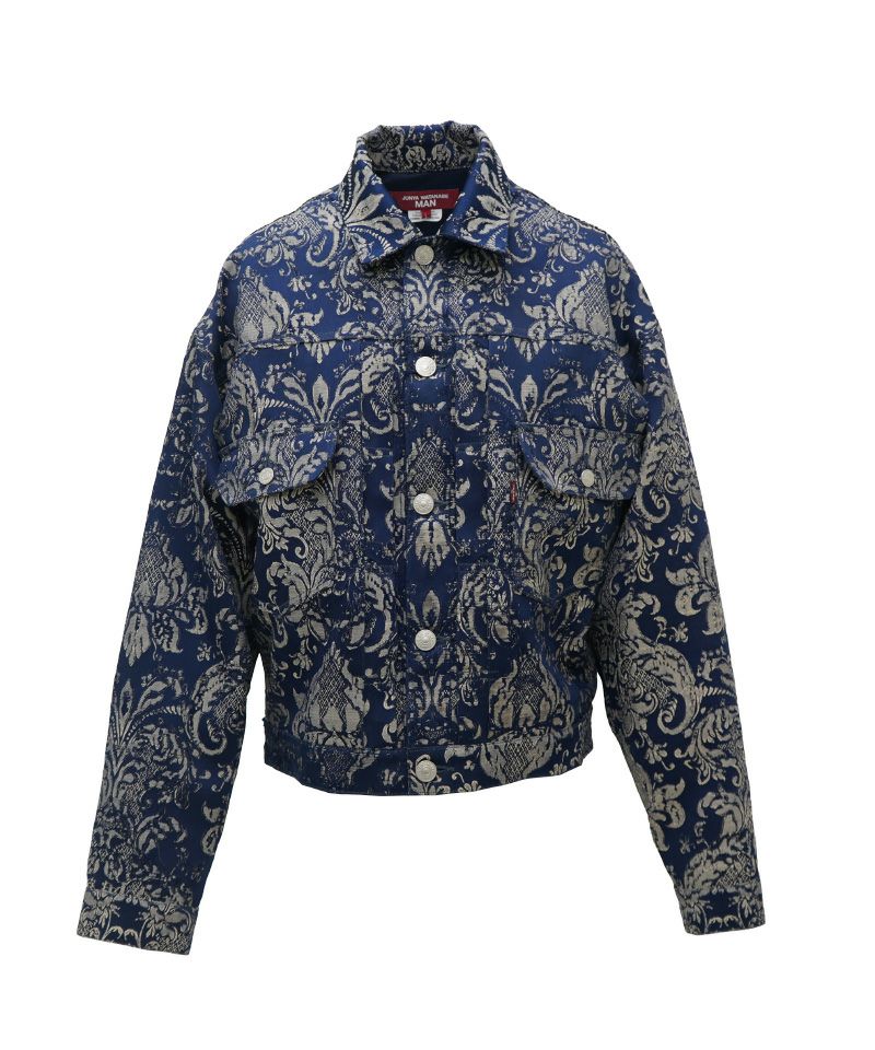 ゴブランジャケット メタルボタン 総柄 ダマスク柄 エレガント USA製 ラメ JUNYAWATANABE MAN＞エステルレーヨンダマスクLevi's Wネーム