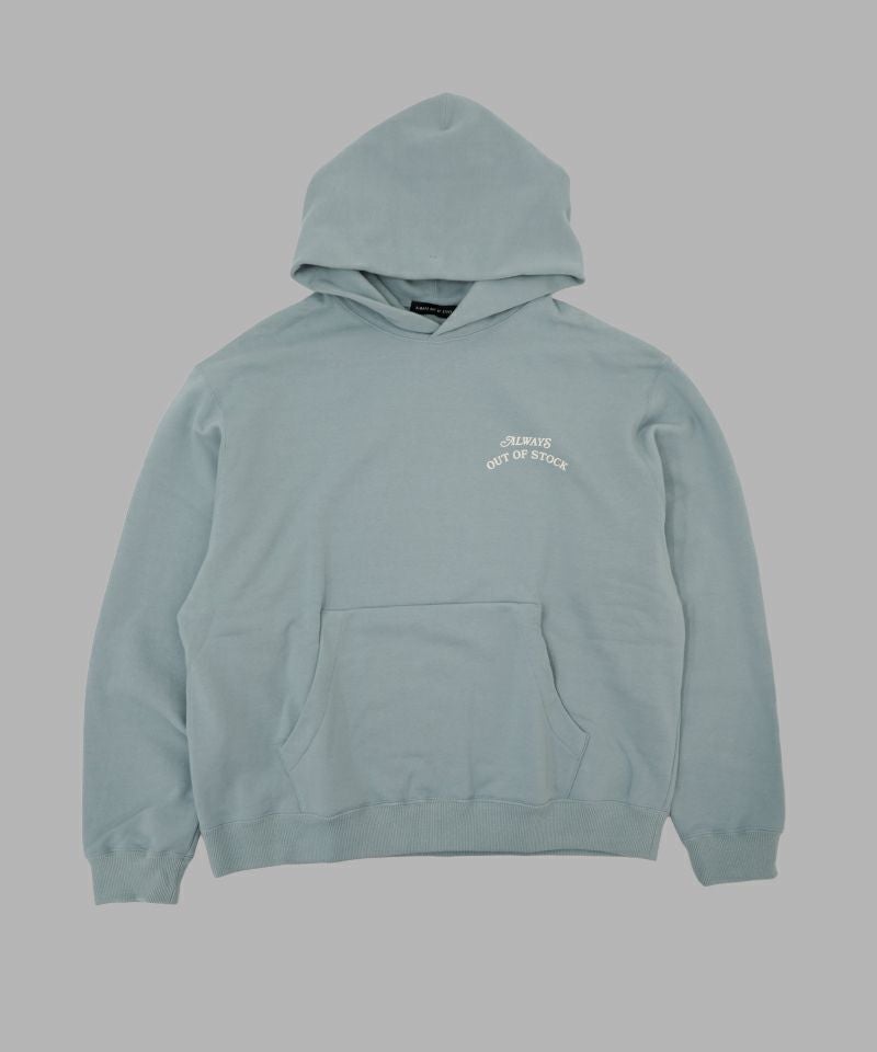 ALWAYS OUT OF STOCK パーカー グレー×ターコイズ S ALWAYS OUT OF STOCK＞BASIC LOGO HOODIE | MAKES ONLINE STORE