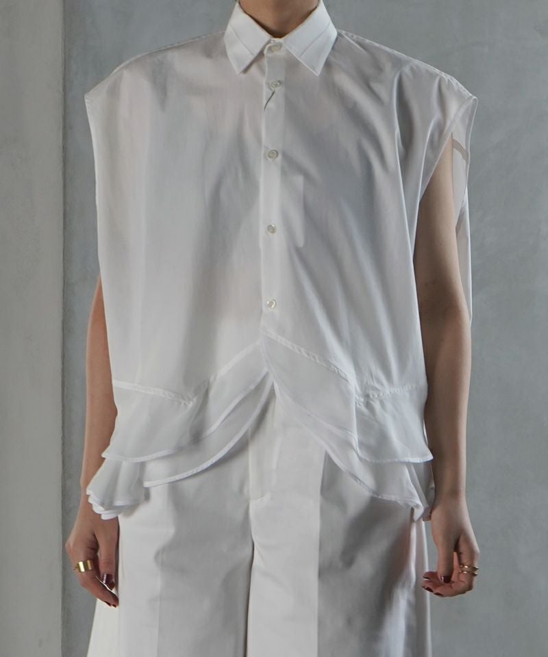 Organic cotton poplin ruffled blouse