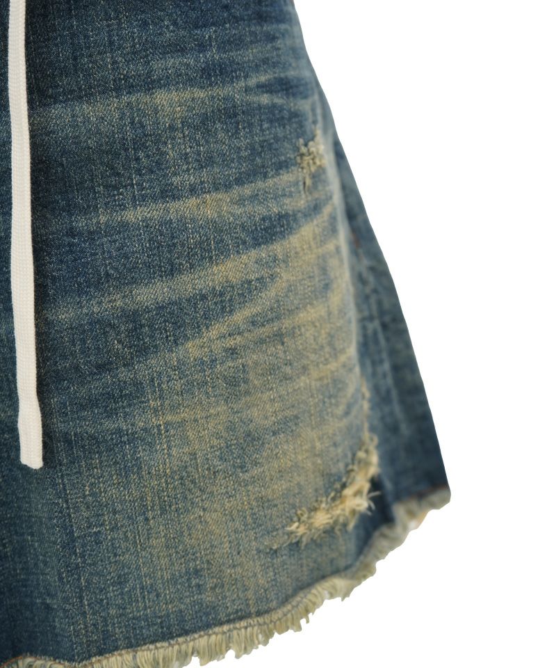 『KAMIYA 』カミヤDistressed Denim WrapSkirt KAMIYA＞Distressed Denim Wrap Skirt | MAKES ONLINE STORE