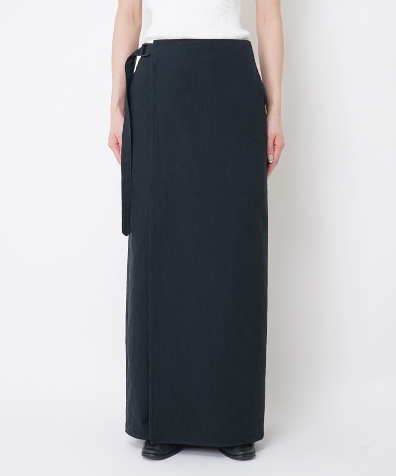 Hard Twist Gabardine Wrap Belted Skirt