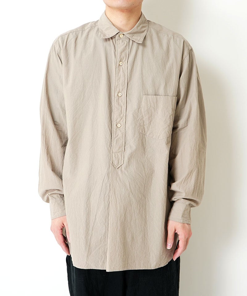 blurhmsROOTSTOCK＞Hard Twist Chambray Grandpa Shirt | MAKES ONLINE