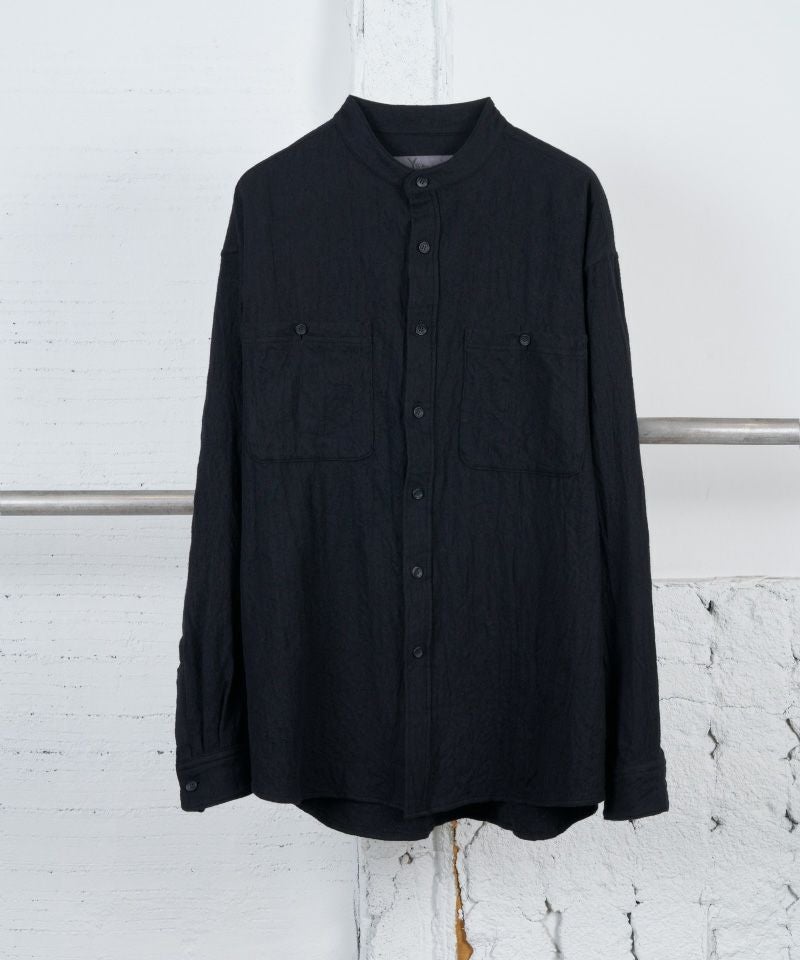 ＜MASSES＞SHRINK SERGE SHRINK STAND COLLAR BLOUSE