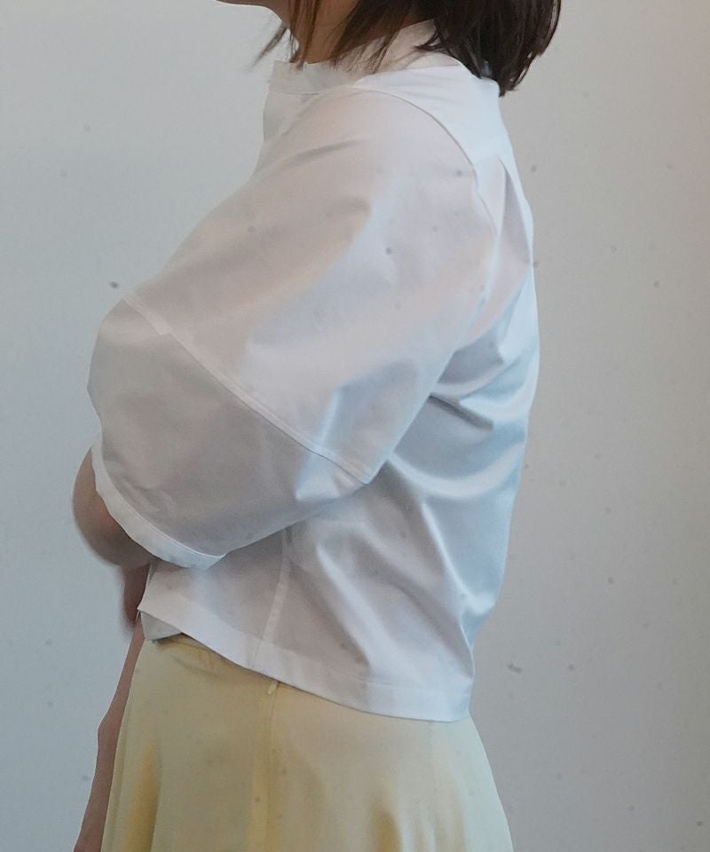 HYKE＞T/C BALLOON SLEEVE CROPPED BLOUSE | MAKES ONLINE STORE