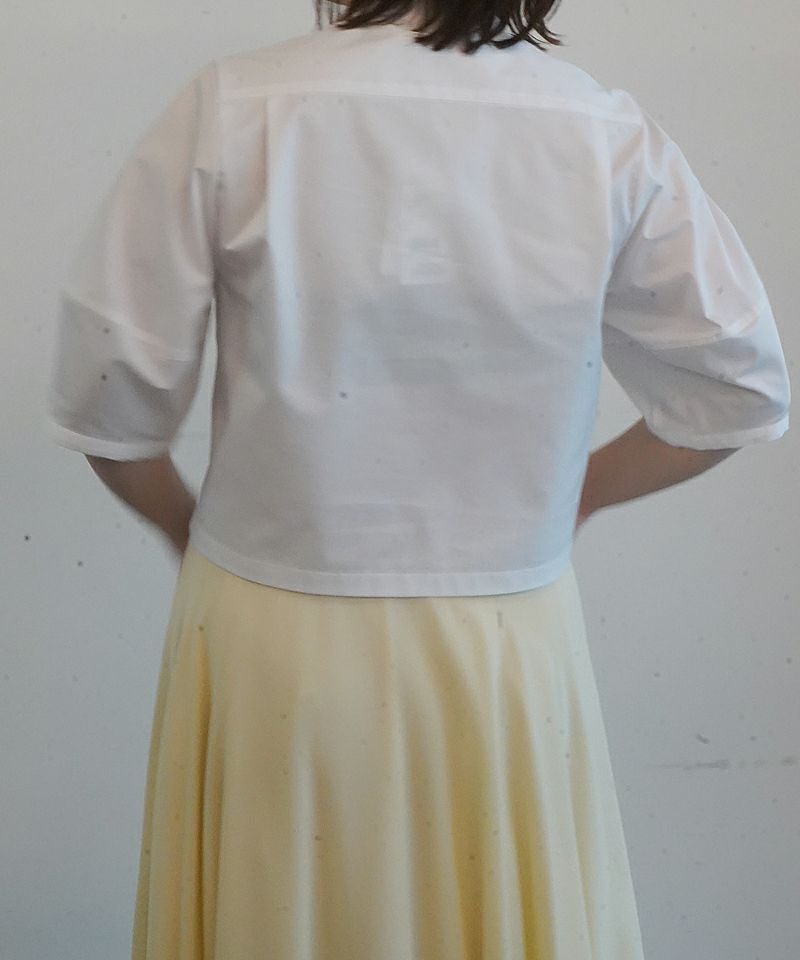 HYKE＞T/C BALLOON SLEEVE CROPPED BLOUSE | MAKES ONLINE STORE