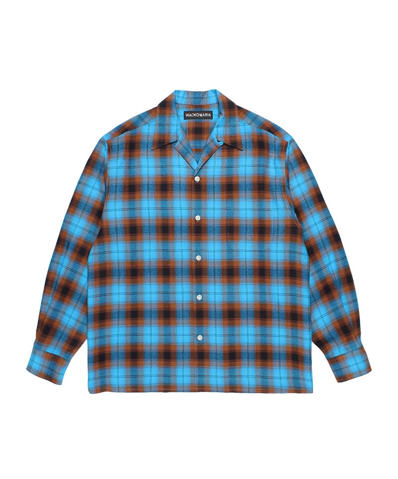 WACKO MARIA＞OMBRE CHECK OPEN COLLAR SHIRT L/S ( TYPE-1 ) | MAKES