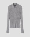 WOOL SILK CASHMERE RIB KN POLO