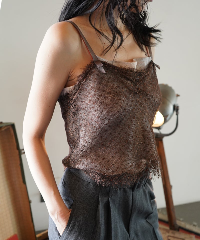 FUMIKA＿UCHIDA＞Dots Emb. tulle camisole | MAKES ONLINE STORE
