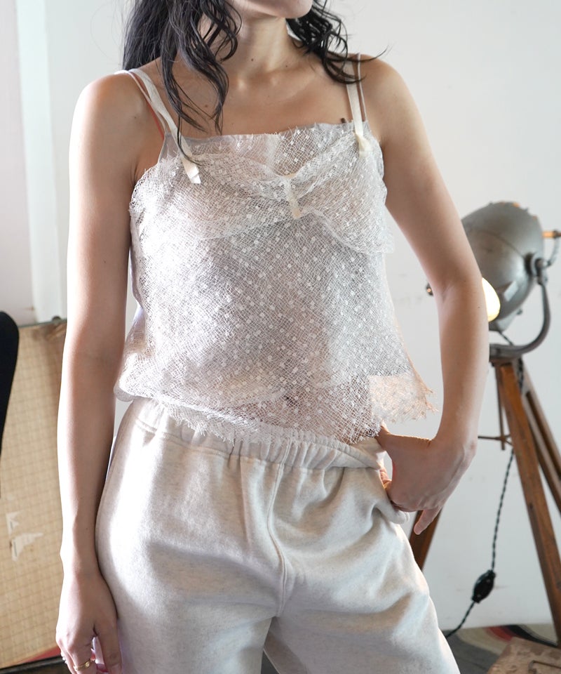 FUMIKA＿UCHIDA＞Dots Emb. tulle camisole | MAKES ONLINE STORE