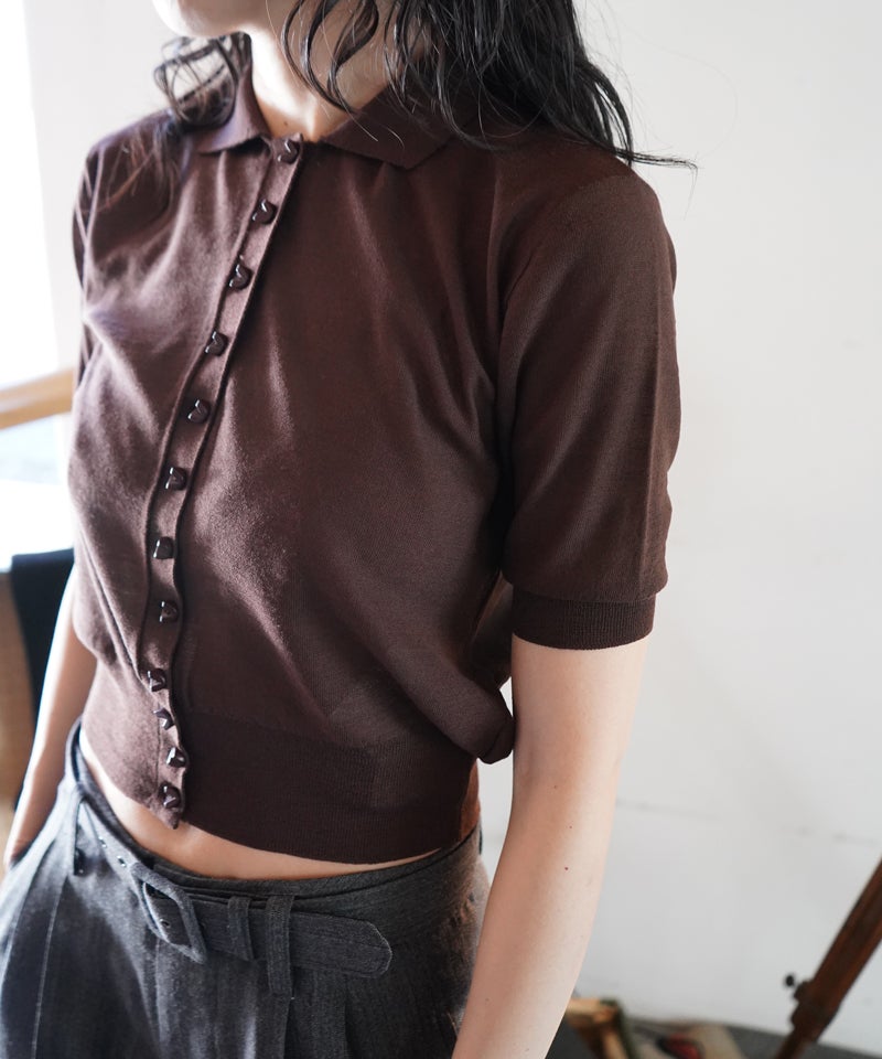 FUMIKA＿UCHIDA＞Knitted polo cardigan | MAKES ONLINE STORE
