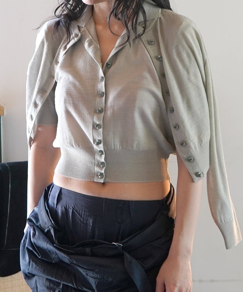 FUMIKA＿UCHIDA＞Knitted polo cardigan | MAKES ONLINE STORE