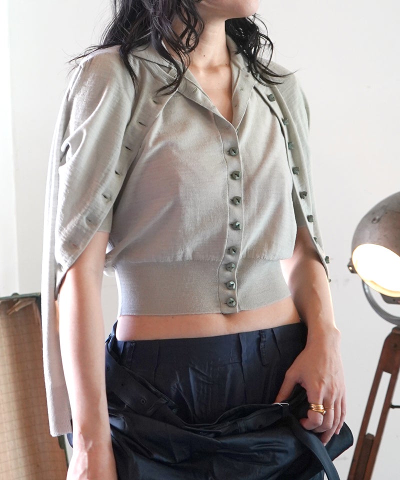 FUMIKA＿UCHIDA＞Knitted crew neck cardigan | MAKES ONLINE STORE