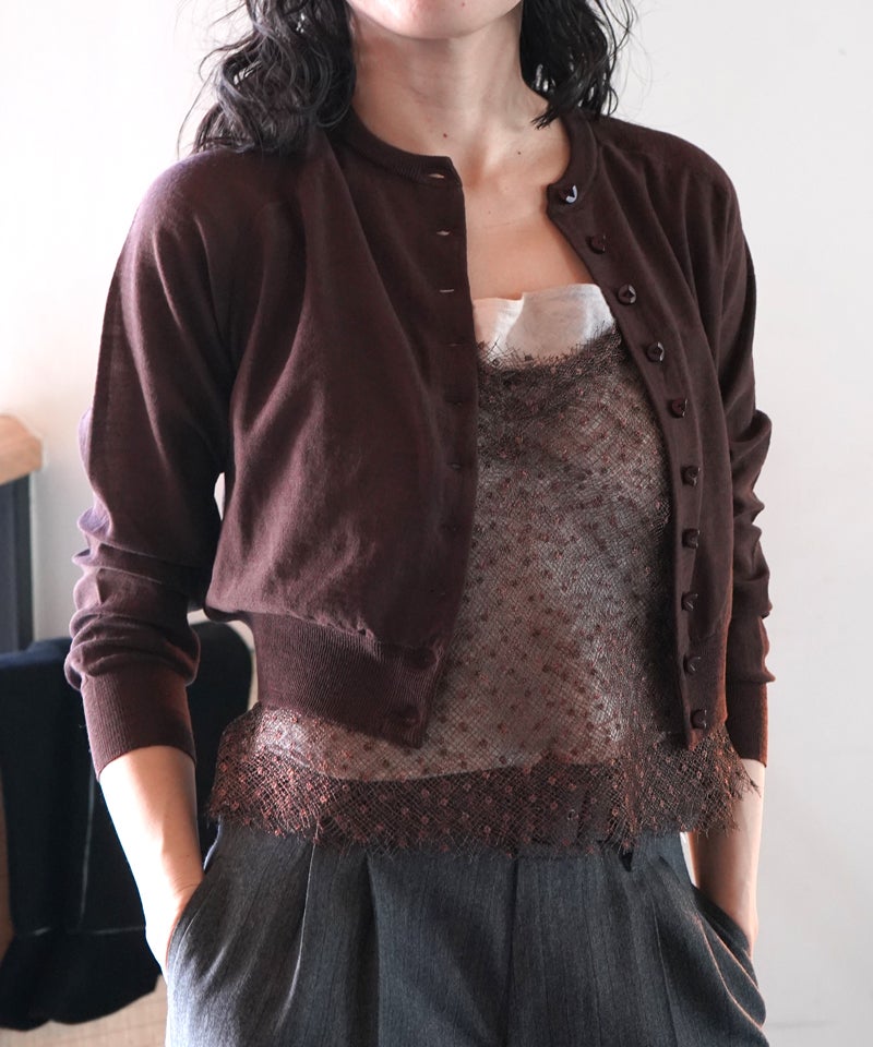 FUMIKA＿UCHIDA＞Knitted crew neck cardigan | MAKES ONLINE STORE