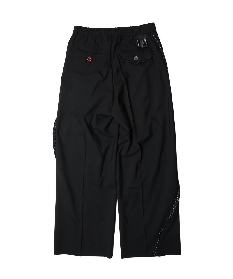 UNDERCOVER＞CORDURAウールトロカーブ側章1タックワイドスラックス