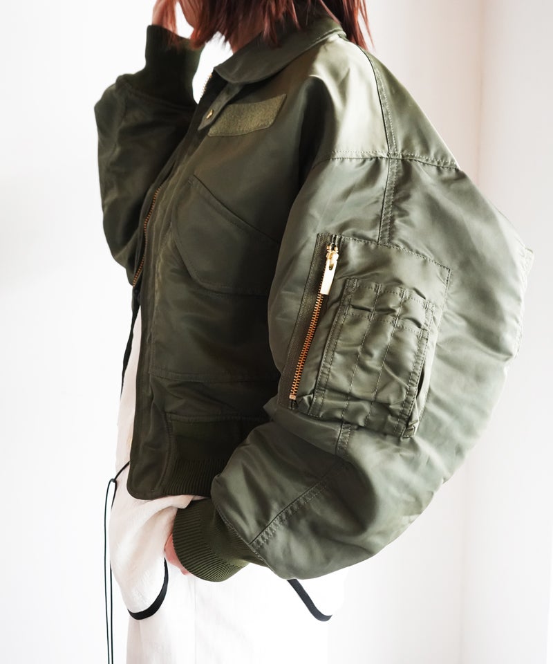 Mame Kurogouchi＞Nylon Twill 3D Embroidery Flight Jacket | MAKES