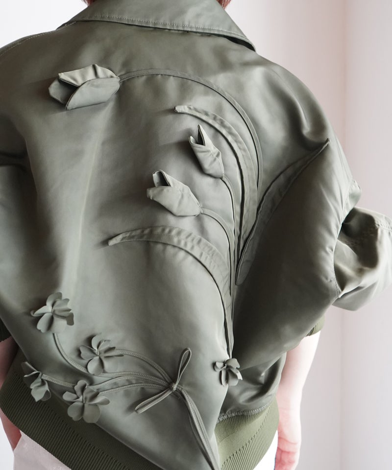 Mame Kurogouchi＞Nylon Twill 3D Embroidery Flight Jacket | MAKES