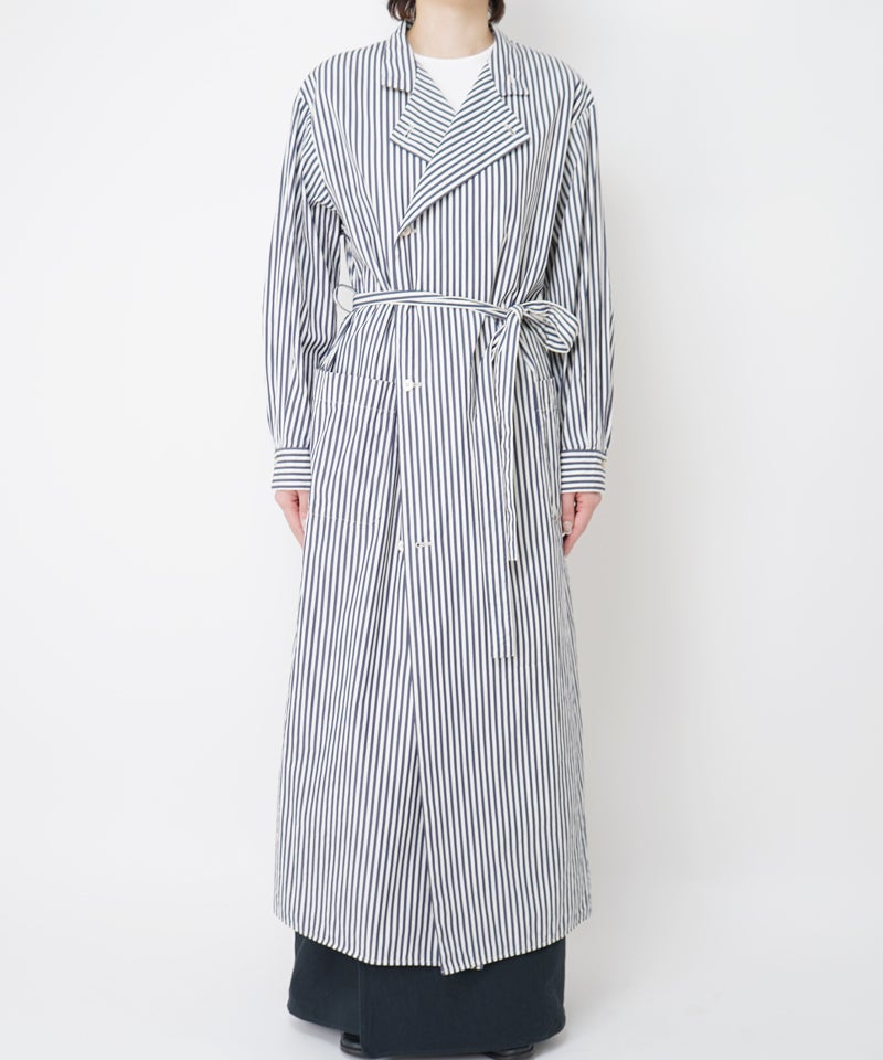 Stripe Standing-Collar Dress