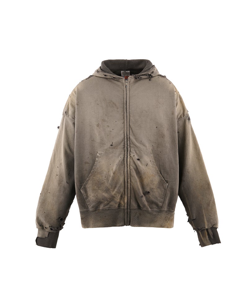 ＜SAINT MICHAEL＞DOUBLE FACE ZIP HOODIE / CHARCOAL