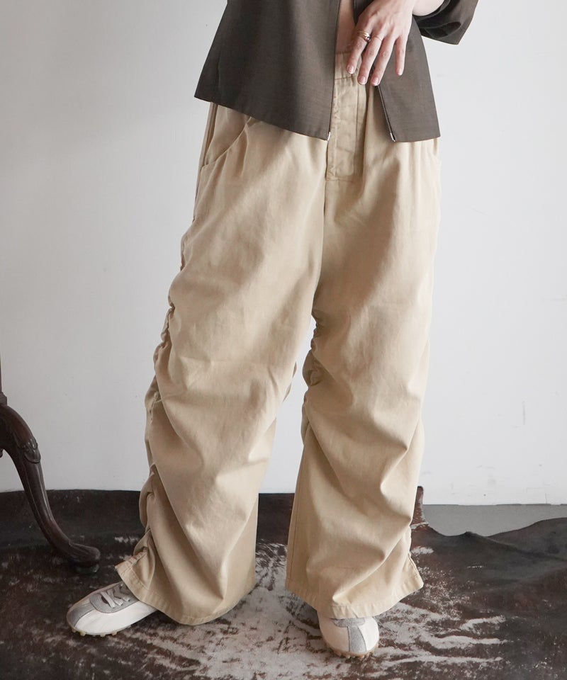 THIN CANVAS DRAPED TROUSERS