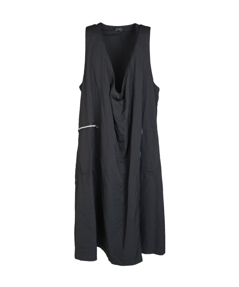 ＜BLACK COMME des GARCONS＞エステル/ウールギャバジン 製品後加工ワンピース (1Q-A005-052)